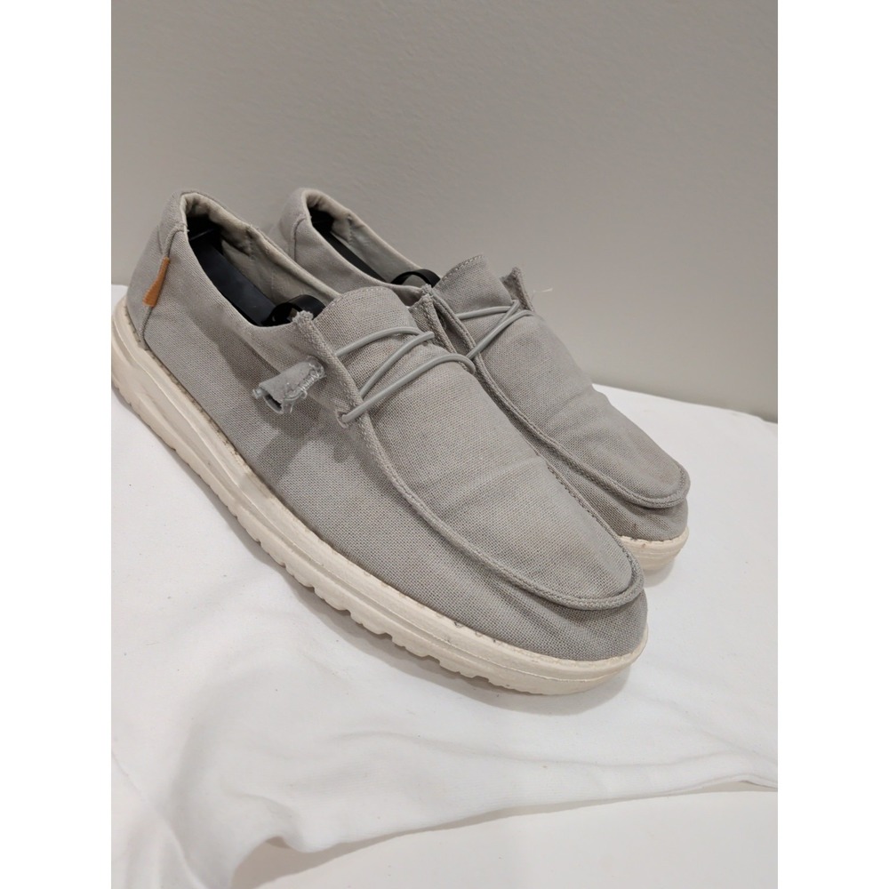 Hey Dude Light Grey Chambray Wendy Shoe Sz 10